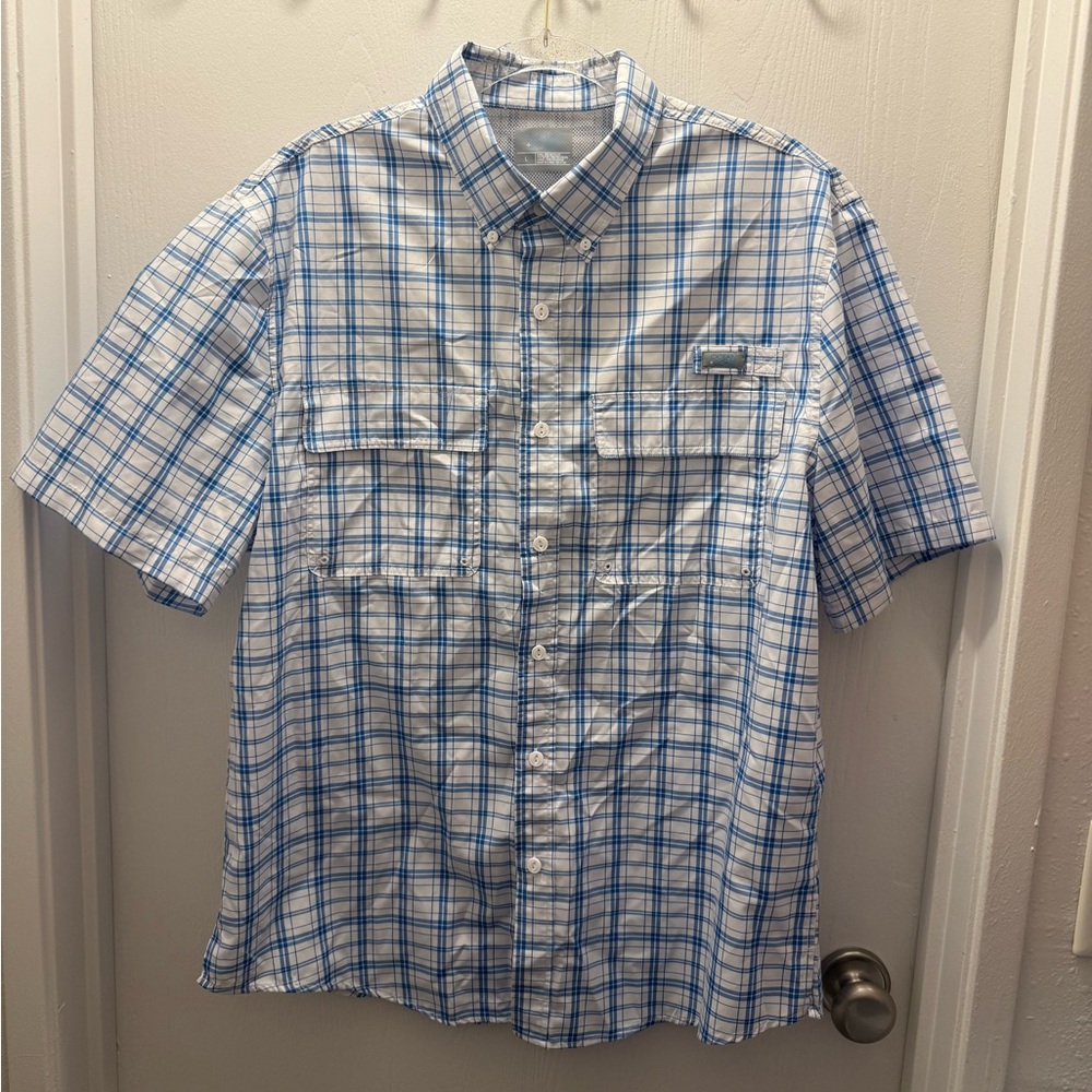 Ocean + Coast Men's Short Sleeve Plaid Button-Front Shirt Size L Large
